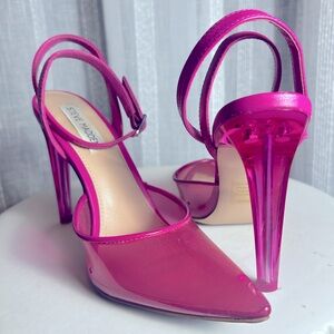 Steve Madden Womens Ankle Strap Stiletto Pointed Toe Barbie Pink Heels, Size 7